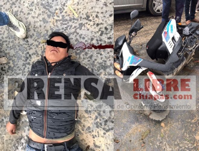 Derrapa motociclista y queda grave