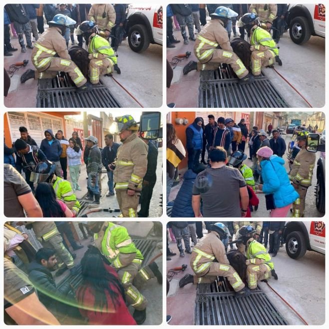 Menor de edad queda atrapada en una alcantarilla en San Cristóbal de Las Casas