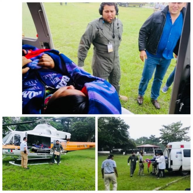 Gobierno de Chiapas realiza traslado aéreo de tres mujeres por gravedad en su salud