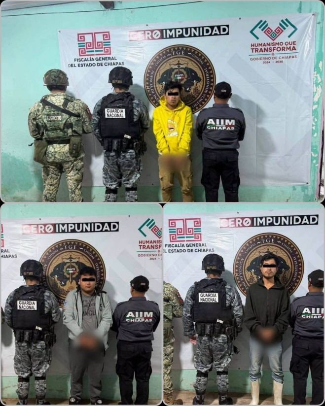 En SCLC, la FGE y SSP aprehenden a tres presuntos responsables de robo con violencia agravado
