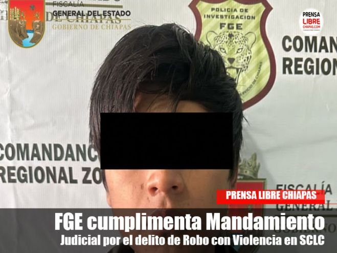 FGE cumplimenta Mandamiento Judicial por el delito de Robo con Violencia en SCLC