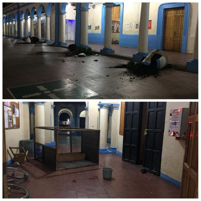 Realizan destrozos en la presidencia de Teopidca