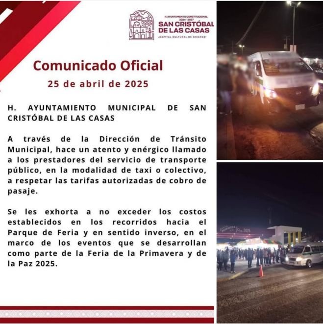 Exhortan a transportistas a respetar tarifas oficiales en San Cristóbal de Las Casas