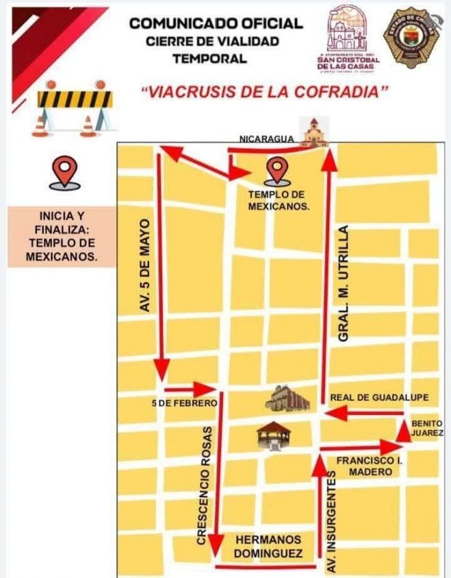 Anuncian cierre parcial de calles en San Cristóbal por Vía Crucis