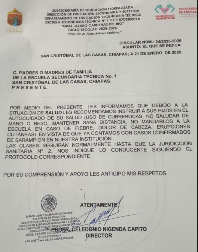 Confirman casos de sarampi&oacute;n en la Est 1