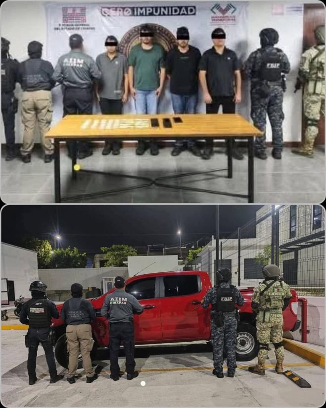 Detiene a cuatro del CJNG en el Tramo Tuxtla-San Cristóbal de Las Casas.
