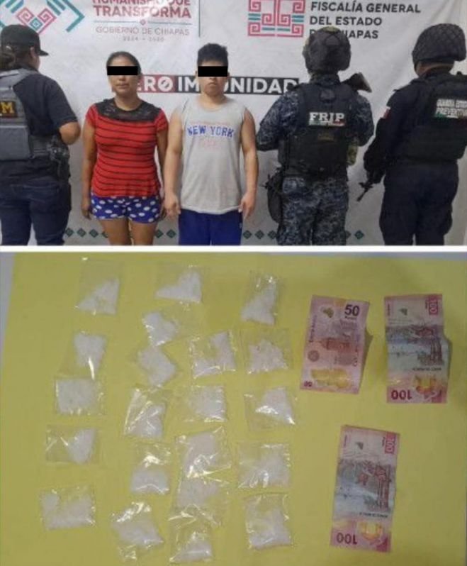 FGE y SSP detienen a dos personas por el presunto delito contra la salud en Villaflores