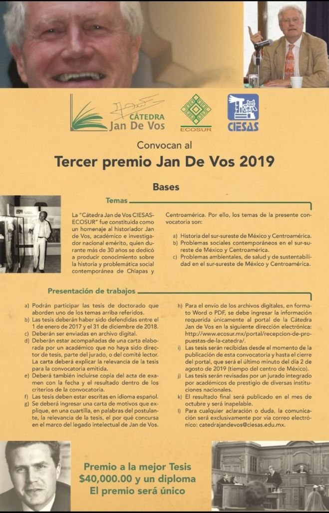 Homenajear&aacute;n al historiador Jan De Vos, premiando una tesis doctoral con 40 mil pesos