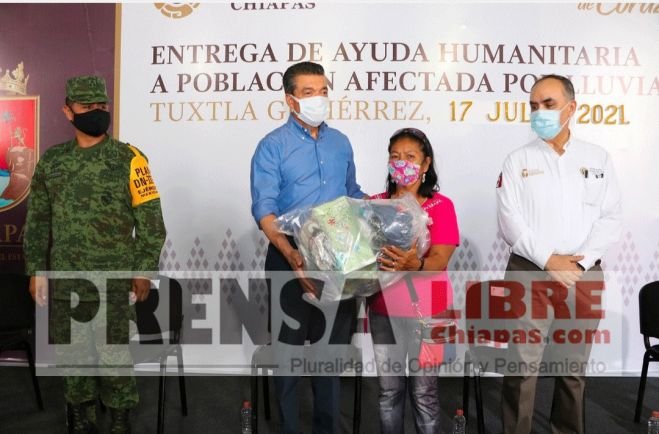 Gobierno de Chiapas entrega ayuda humanitaria a poblaci&oacute;n afectada por lluvias