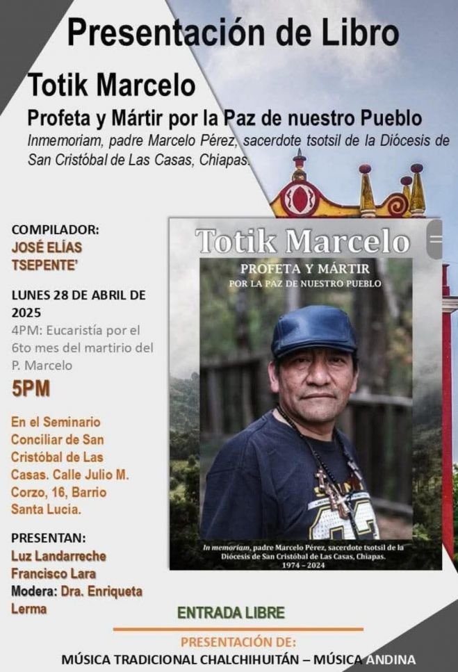 Presentarán el libro Totik Marcelo, Profeta y Mártir