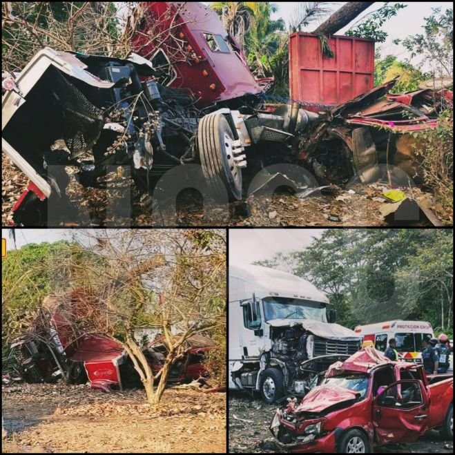 Fuerte choque en carretera Tapachula–Puerto Madero deja cuatro lesionados