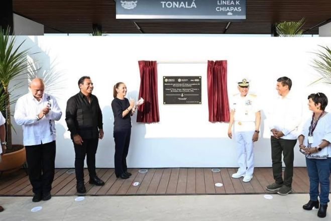 Eduardo Ramírez acompaña a Claudia Sheinbaum en primer viaje del Tren Interoceánico en Chiapas