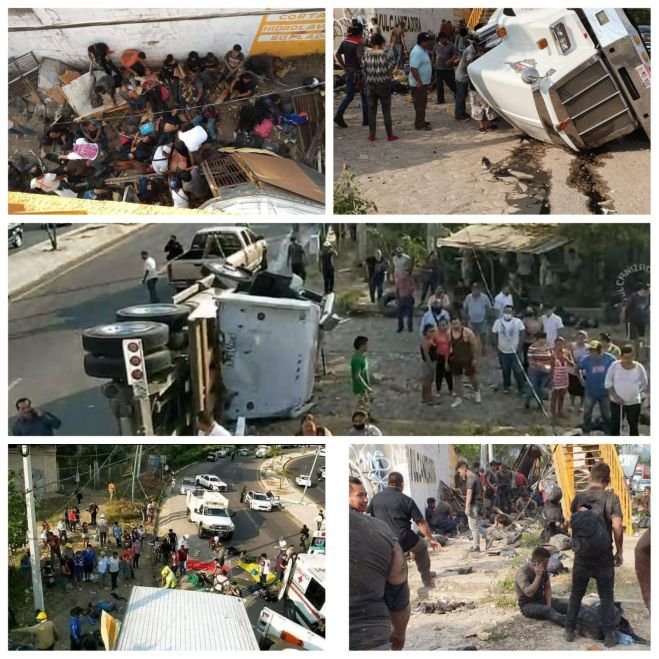 Vuelca tráiler que transportaba migrantes en Tuxtla