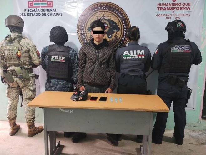 SSP detiene a masculino por posesión de narcóticos en San Cristóbal de Las Casas