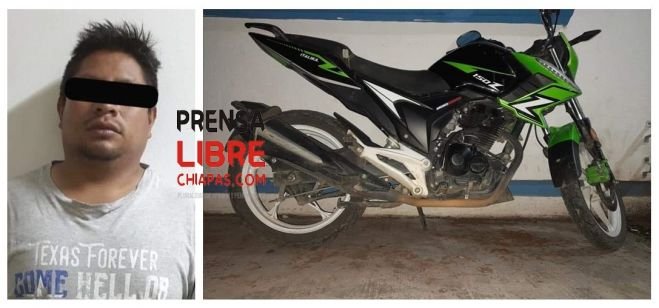 Autoridades comunitarias detienen a ladrón de motocicleta 