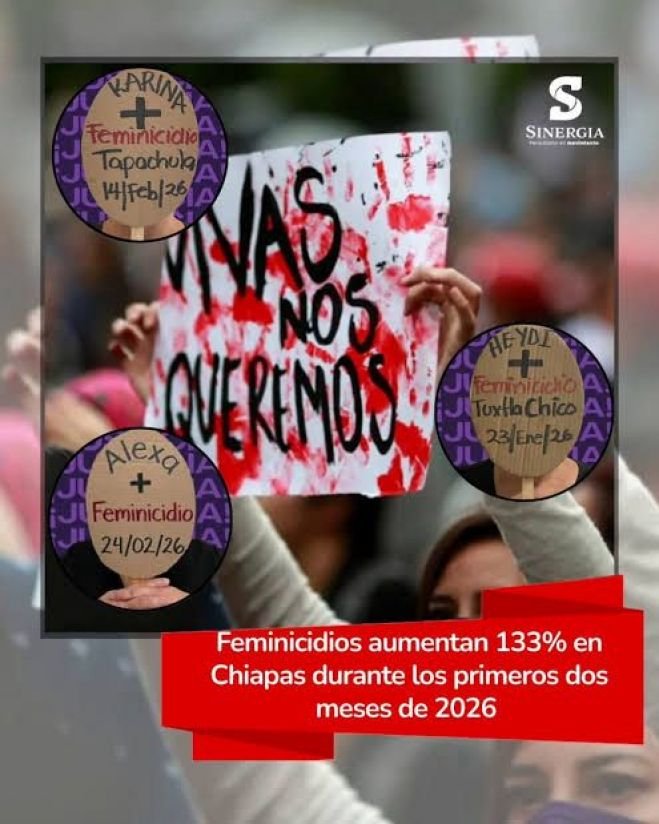 Duele en Chiapas el aumento de los feminicidios en 2026