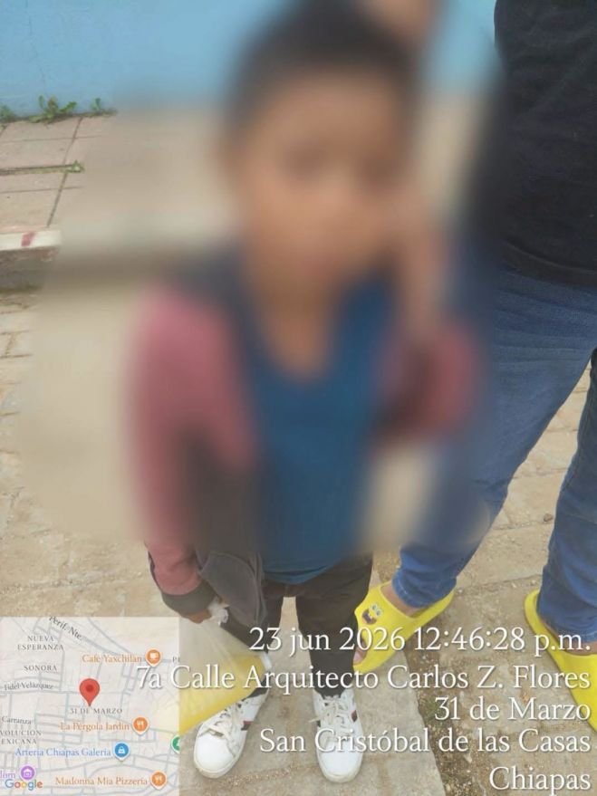 Policía Municipal resguarda y auxilia a menor extraviado en San Cristóbal de Las Casas
