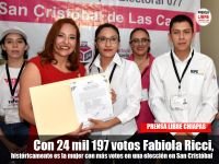Con 24 mil 197 votos Fabiola Ricci, hist&oacute;ricamente es la mujer con m&aacute;s votos en una elecci&oacute;n en San Crist&oacute;bal