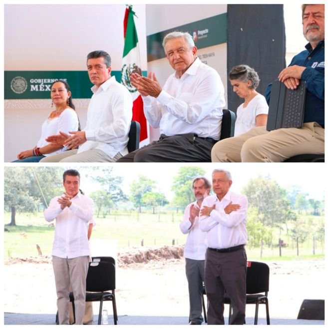 ACOMPAÑA RUTILIO ESCANDÓN AL PRESIDENTE AMLO EN LA SUPERVISIÓN DEL TREN MAYA, TRAMO 1