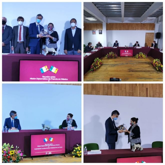 REUNIÓN DE LA MISIÓN DIPLOMÁTICA DE FRANCIA EN MÉXICO Y LAS AUTORIDADES LOCALES DE SAN CRISTÓBAL DE LAS CASAS.