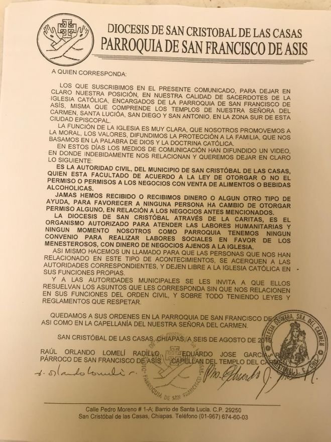 Sacerdotes desmienten que hayan otorgado permisos a negocios con bebidas alcoh&oacute;licas