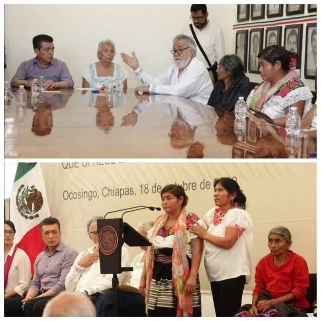 Rutilio Escand&oacute;n, presente en disculpa p&uacute;blica por caso de hermanas Gonz&aacute;lez P&eacute;rez; encabezan el acto Olga Sanchez y Alejandro Encinas