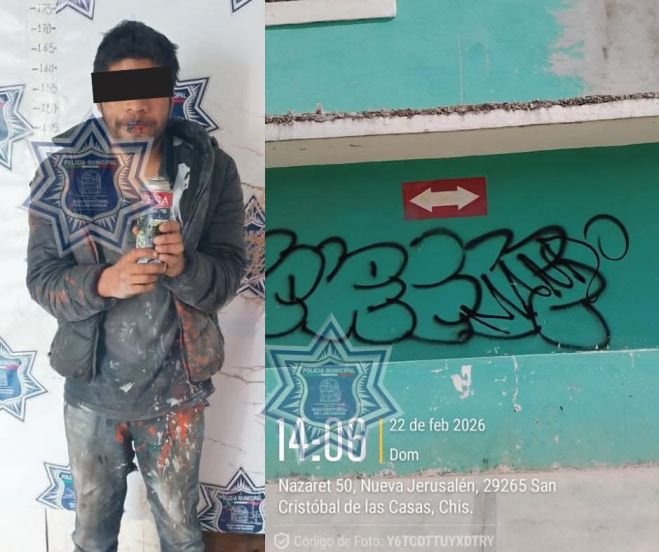 Detienen a joven por grafitear vivienda en San Crist&oacute;bal