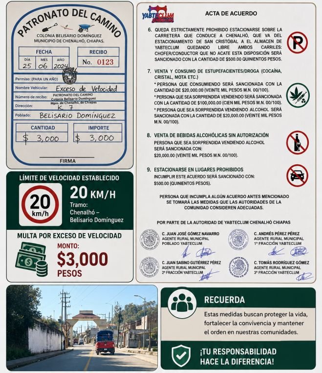 Aplican sanciones por exceso de velocidad en Chenalhó