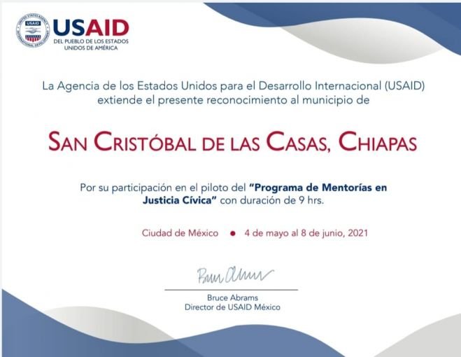 Reconoce USAID a Polic&iacute;a Municipal en San Crist&oacute;bal de Las Casas