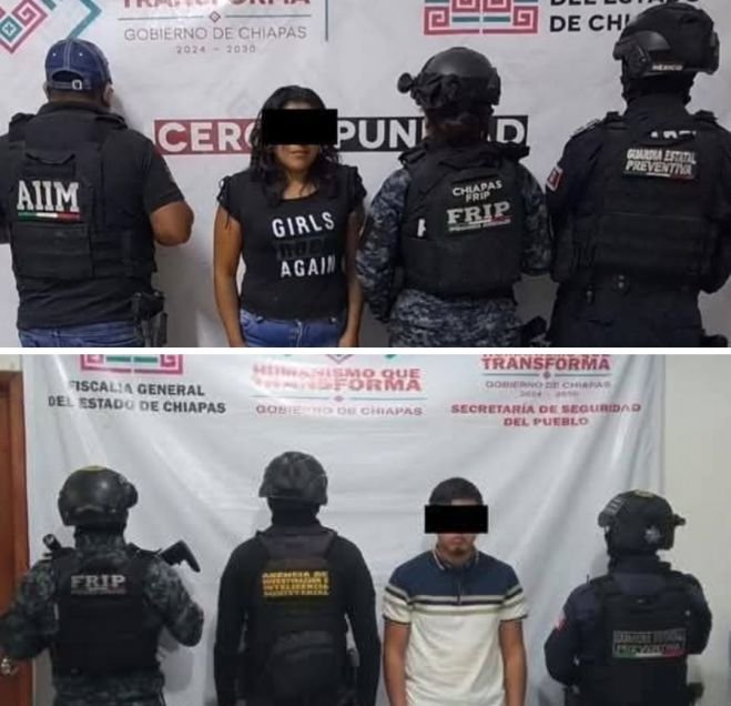 SSP y FGE detienen a dos personas con narcóticos en Chiapas