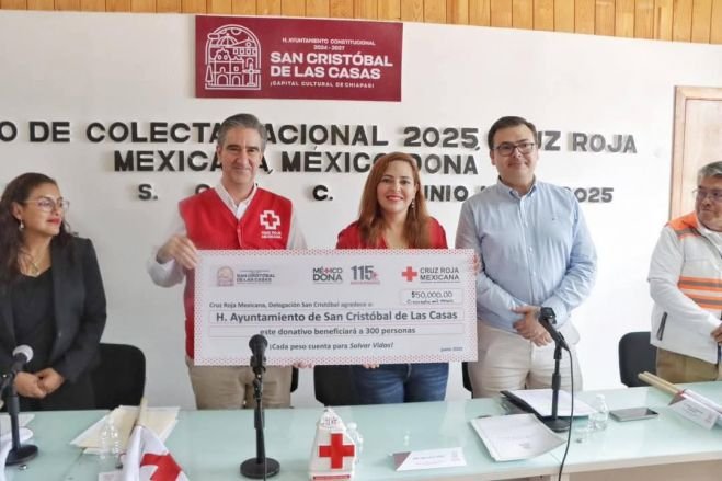Se suma Ayuntamiento de San Cristóbal a la Colecta 2025 de la Cruz Roja Mexicana