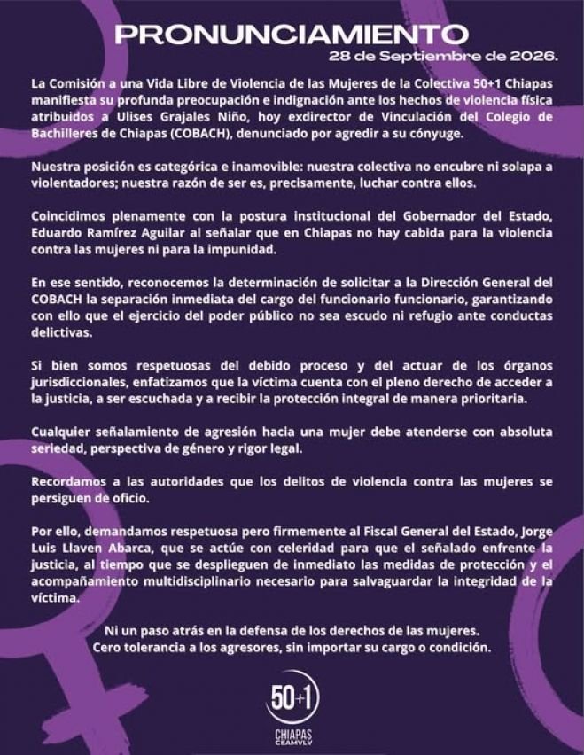 50+1 exige justicia por presunta agresión contra mujer