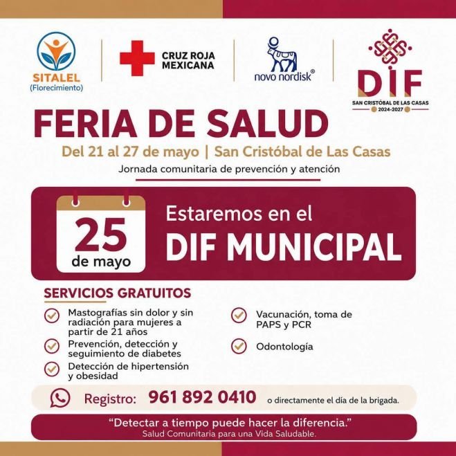 DIF DE SAN CRIST&Oacute;BAL INVITA A JORNADA GRATUITA DE SALUD ESTE 25 DE MAYO