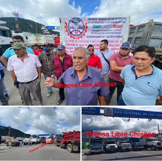 Camioneros bloquean avenidas en San Cristóbal de Las Casas 