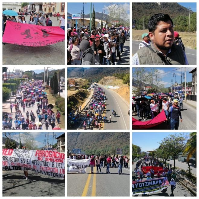 Maestros y normalistas marchan en San Crist&oacute;bal para exigir el esclarecimiento de los 43 estudiantes desaparecidos