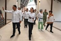 En Palenque, Claudia Sheinbaum y Eduardo Ram&iacute;rez realizan corte del list&oacute;n inaugural del Catvi