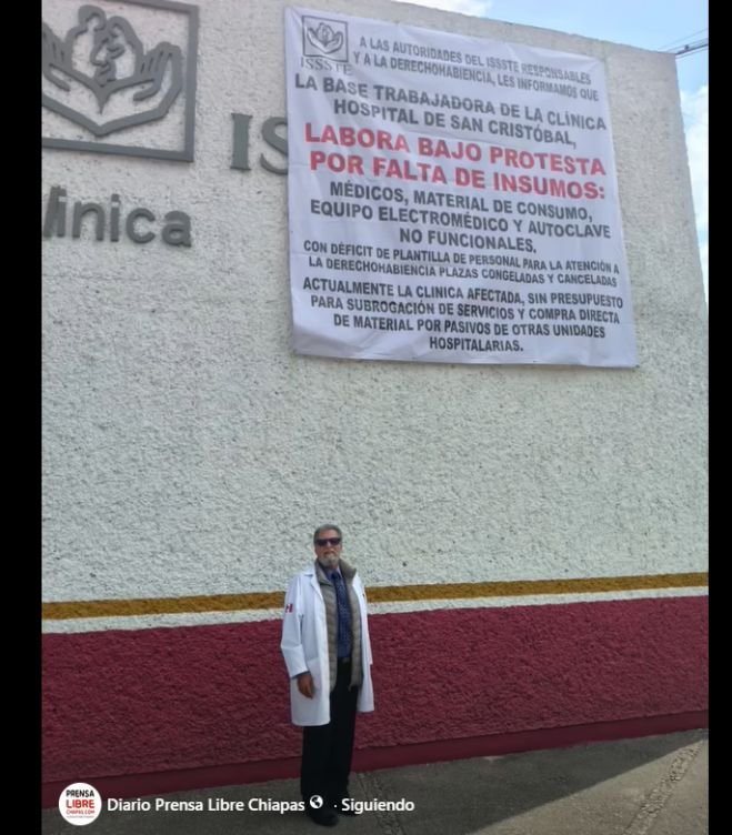 Trabajadores del ISSSTE laboran bajo protesta en San Cristóbal de Las Casas