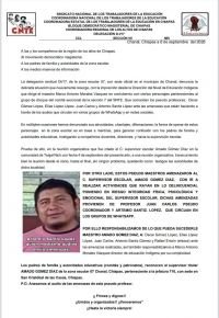 Maestros denuncian amenazase contra el supervisor escolar en Chanal