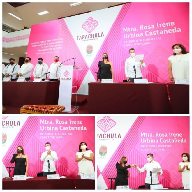 Rutilio Escandón asiste a toma de protesta de la alcaldesa de Tapachula, Rosa Irene Urbina Castañeda