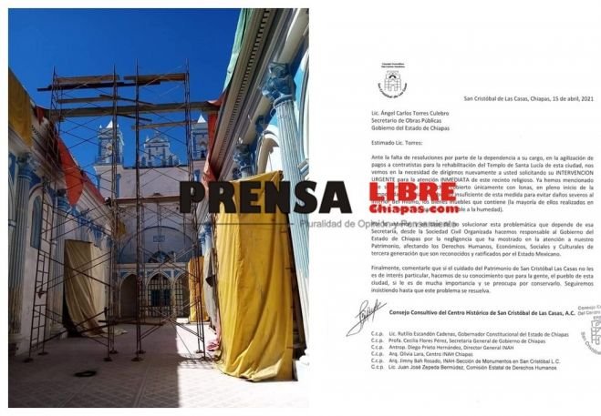 Urgen rehabilitación del Templo de Santa Lucía ante temporada de lluvias