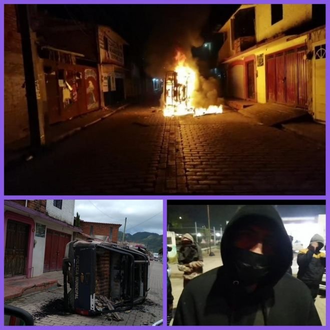 Un muerto, un herido y una patrulla quemada deja persecución en San Cristóbal de Las Casas
