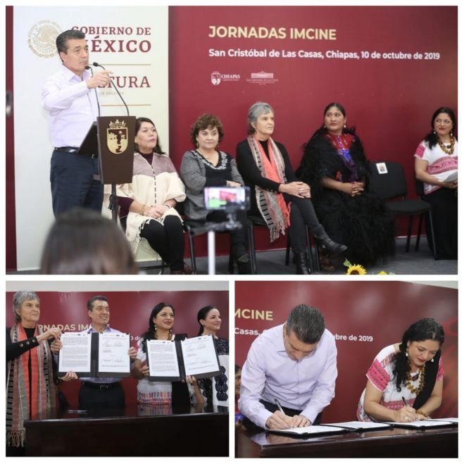 Rutilio Escand&oacute;n y Alejandra Frausto firman convenio para impulsar cine ind&iacute;gena y de afrodescendientes