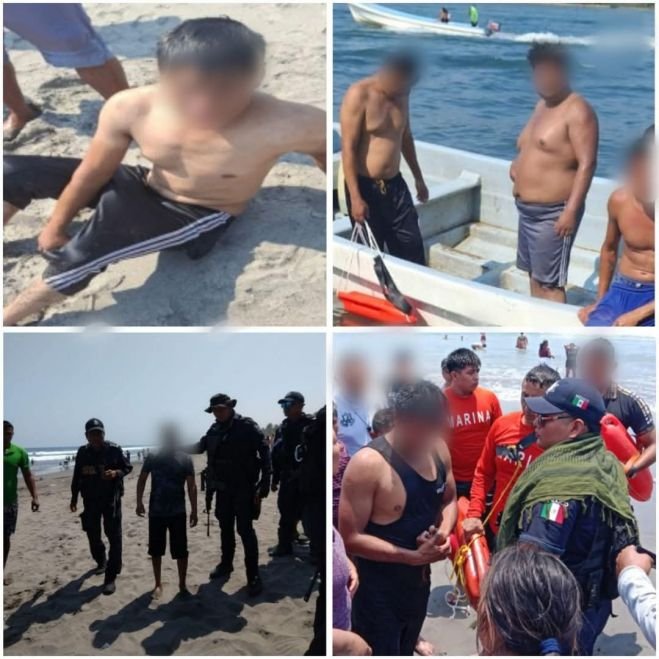 FGE y PC rescatan a jóvenes de ser ahogados en Puerto Arista