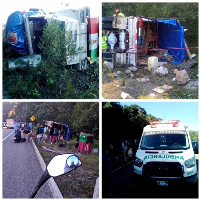 Se accidentan antorchistas en la de cuota San Crist&oacute;bal-Tuxtla