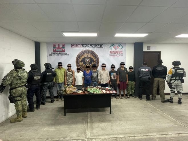 Operativo integral en Cintalapa, permite detención de 9 personas por delito contra la salud en Cintalapa: FGE