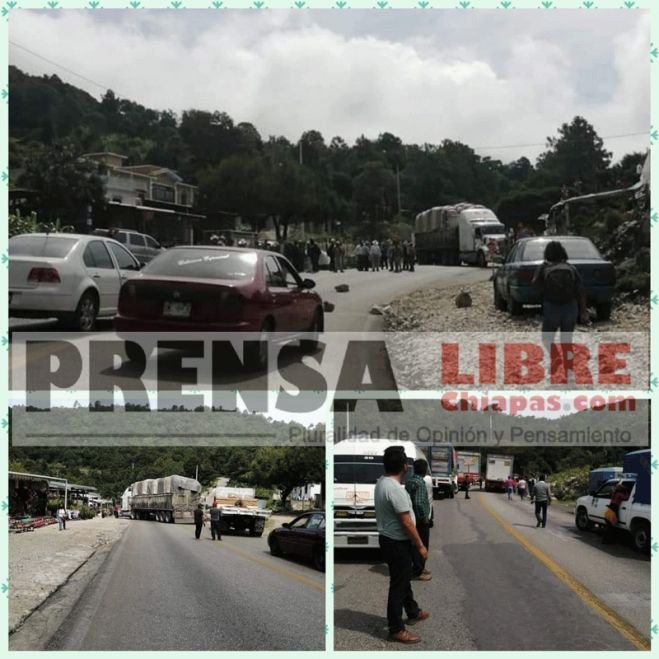 Bloquean la carretera Teopisca- San Crist&oacute;bal