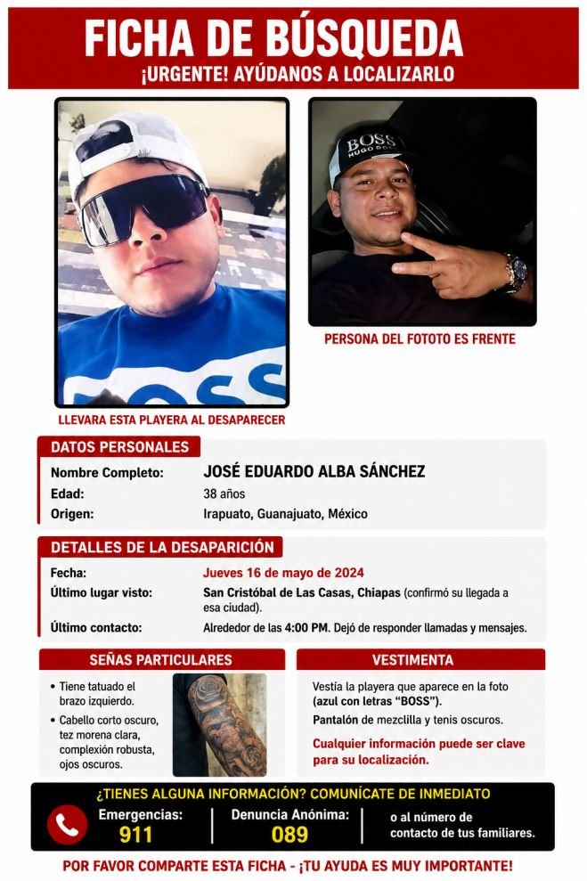 Buscan a hombre desaparecido tras arribar a Chiapas