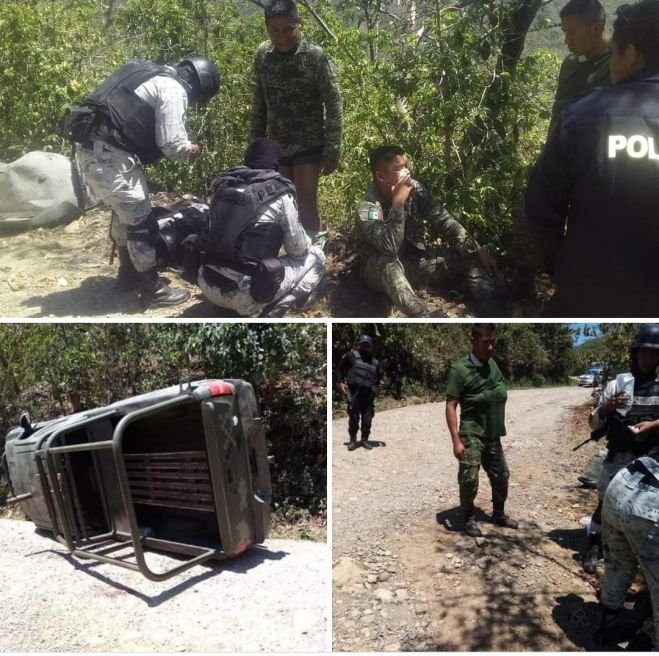 Vehículo militar se accidenta en Chalchihuitán, deja dos lesionados 