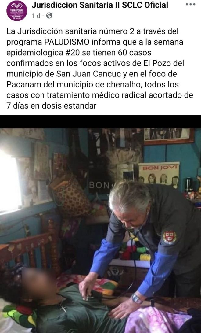 Confirman 60 casos de paludismo en San Juan Cancuc y Chenalhó