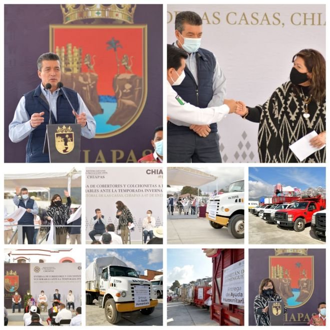 ENTREGA GOBIERNO DE CHIAPAS COBERTORES Y COLCHONETAS A PERSONAS VULNERABLES ANTE LA TEMPORAL INVERNAL 2021